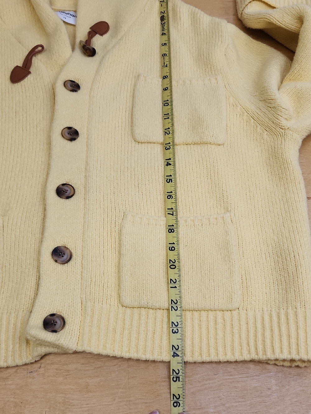 Callahan Shawl Collar Toggle Cardigan Yellow Chunky Knit Sweater Size 1X - Picture 8 of 13